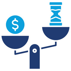 Break Even Point Flat Blue Icon Vector Illustration