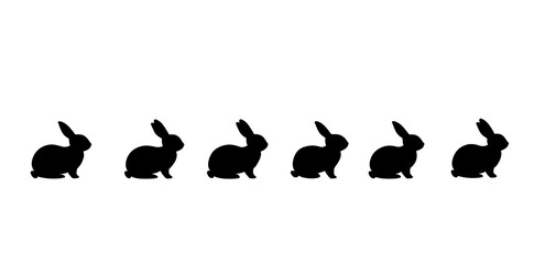 Black rabbit silhouettes isolated on a white background