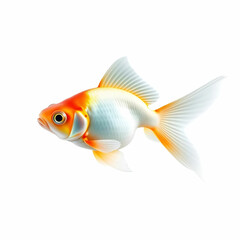 Goldfish swimming clean white background