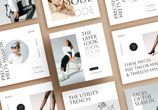 Clean Fashion Social Media Post Design Template Pack