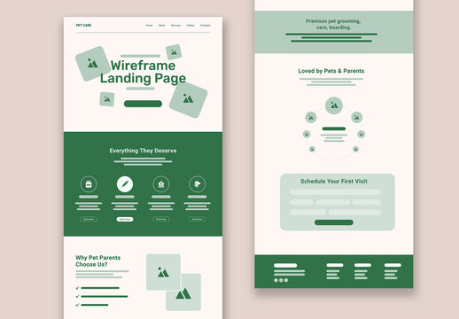 Modern Landing Page Wireframe UX Layout