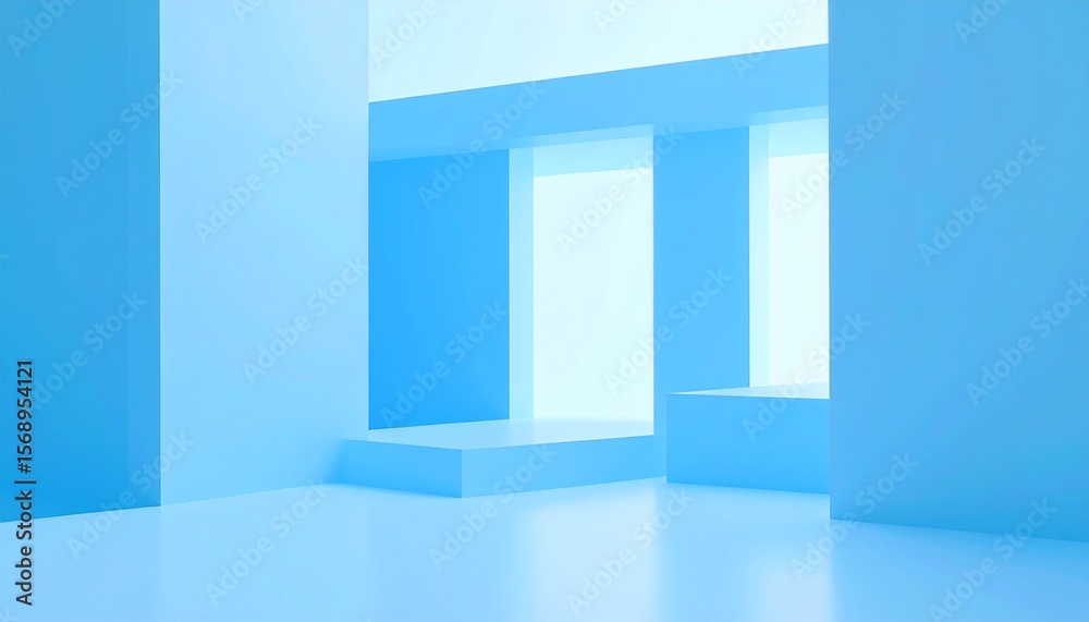 Fototapete abstract blue minimalist architectural design: a serene digital rendering
