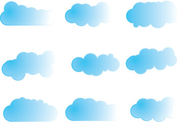 Flat Clouds Design set. Clouds for cartoons, social posts, and single uses. Gradient Clouds design.