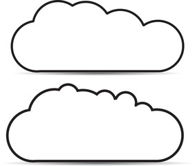Flat Clouds Design set. Clouds for cartoons, social posts, and single uses. Outlined Clouds design.