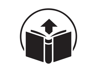 Open Book with Upward Arrow Symbolising Knowledge Advancement