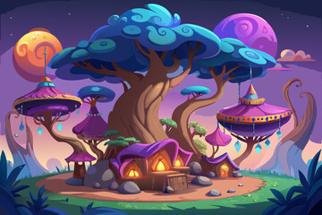 Fantasy Magical Tree Collection Vector