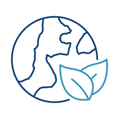 Sustainability icon.  Earth and Leaf Representing AI for Environmental Stewardship and Sustainable Practices. Black Outline.