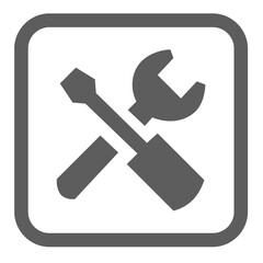 Gray wrench and screwdriver icon symbolizing tools and repair services