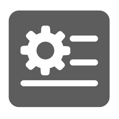 White gear icon with horizontal lines on a rounded gray square background