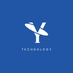 Abstract Letter Y Space Logo, Futuristic Planet Ring Inspired Symbol.