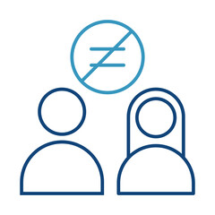 No Discrimination icon.  Equal Sign Representing Fairness and Equal Rights in AI Systems. Black Outline.