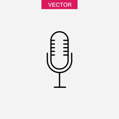 mic icon or logo isolated sign symbol, vector flat black linear illustration for web and app..eps