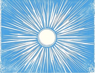 Fototapeta premium Blue comic background with rays of light, halftone style