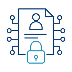 Privacy icon.  Shield and Lock Representing Protection of Personal Information in AI Systems and Digital Platforms. Black Outline.