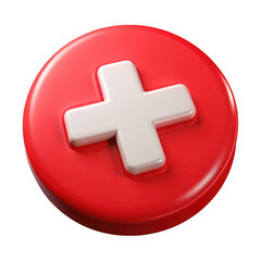 Obraz premium 3d red plus icon isolated on transparent background