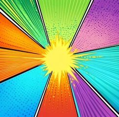 Fototapeta premium Cartoon comic backgrounds set. Comics book colorful poster with halftone&nbsp;elements