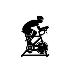 Silhouette Icon: Cyclist Training Indoors on Stationary Bike