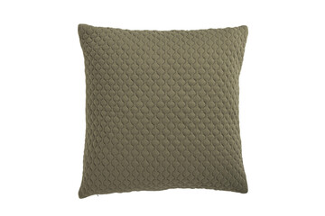 Quilted decorative pillow with textured pattern isolated on transparent background
