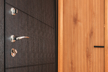 Closeup of brand new apartment door