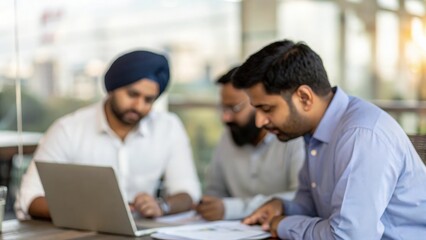 Fototapeta premium Indian financial consultants working together on investment strategy project 