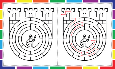 Circle Maze Puzzle for Kids Printable Activity Page, Fun Circular Maze Game for Children Learning Activity