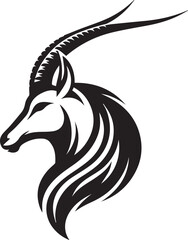 Oryex Animal Illustration Vector in Black & White | Minimal Monochrome Wildlife Art