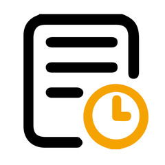 Simple orange clock icon on a black background representing time and punctuality
