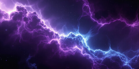 Cosmic Nebula-Inspired Purple Glow - A celestial-themed abstract background with deep purple and blue hues fading into black. The soft