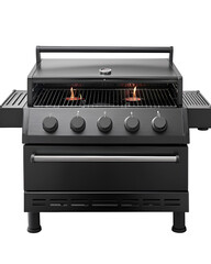 Modern Black Gas Grill Ready to Cook