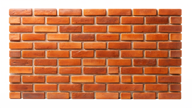 A seamless texture of a red brick wall isolated on transparent background
