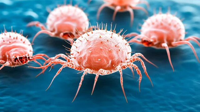 Microscopic dust mites magnified