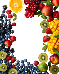 Colorful Fresh Fruit Border Black Background