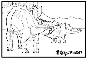 Stegosaurus Dinosaur Coloring Page © Josep Zacarias