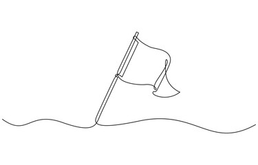 One line drawing of a flag. Editable continuous line. Vector illustration, Modern minimalistic design in continuous line art style, perfect for creative projects, print materials and educational.