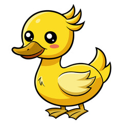 Fototapeta premium duck-with-yellow-coloring--cartoon-vector--white