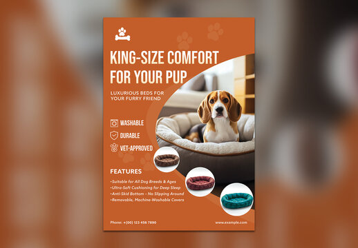 Dog Bed Flyer Template &ndash; Cozy and Washable Pet Beds for All Breeds