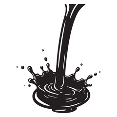 Dynamic illustration of flowing liquid creating a splash effect in bold black and white