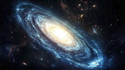 Obraz premium A spiral galaxy with vibrant colors in deep space.