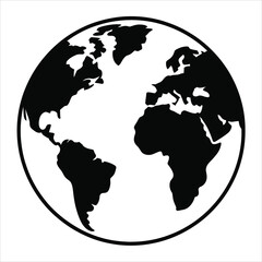 Obraz premium Simple Black and White World Map Illustration - Global Icon