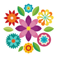 Fototapeta premium set of flowers and leaves