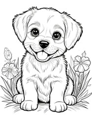 cute puppy. childrens coloring book page.