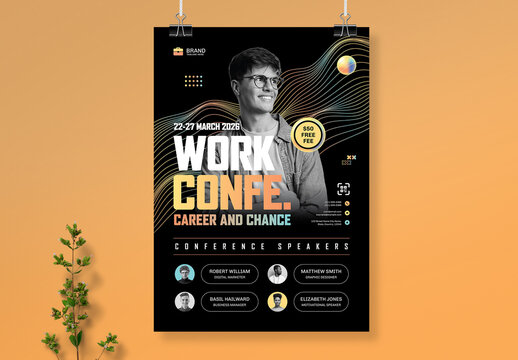 Business Career Conference Event Poster Bold Layout Template