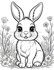 cute rabbit. childrens coloring book page.
