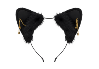 Black Cat Ear Headband isolated on transparent background