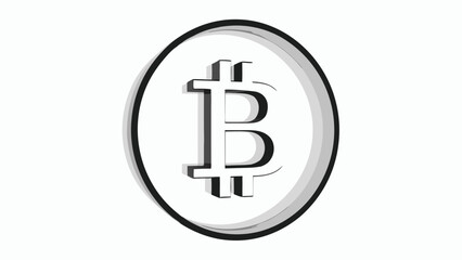 Obraz premium Bitcoin symbol in a circle with a drop shadow effect on a white background illustration style art