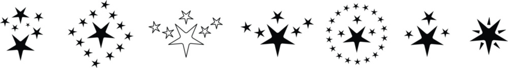 Obraz premium Assortment of star designs in various styles and celestial configurations