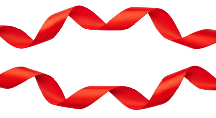 Elegant red ribbon design with flowing curves creating a border against transparent background, suitable for festive themes or product display.