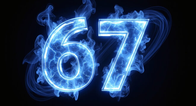 Fiery Blue Number 67 Abstract Digital Art