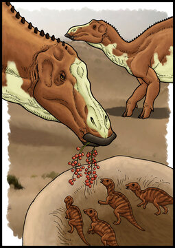 Maiasaura Dinosaur Family Portrait