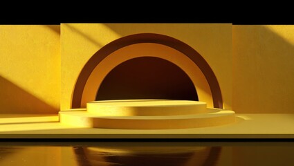 Yellow stage with curved backdrop and shadows